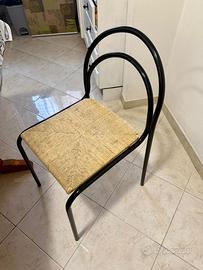 Sedie in ferro con seduta impagliata