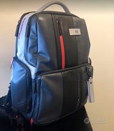 PIQUADRO Zaino Porta PC 15,6” in Pelle Grigio