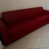Divano letto in pelle rosso