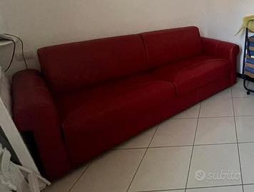 Divano letto in pelle rosso