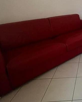 Divano letto in pelle rosso