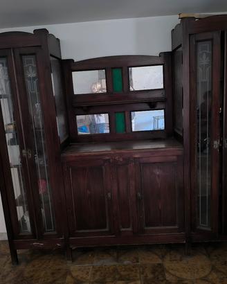 Credenza/vetrina artigianale in legno Art Déco