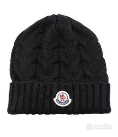 Moncler berretta lana nera tricot coste cuffia