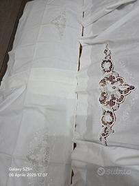 lenzuolo lino ricamato a mano 