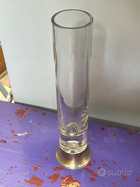 vaso a colonna in cristallo su base argento 800