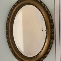 Specchio vintage cornice in legno intarsiato oro