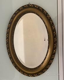 Specchio vintage cornice in legno intarsiato oro