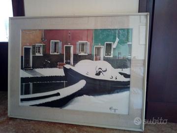 Quadro “Barche a Murano con neve”