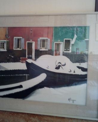 Quadro “Barche a Murano con neve”