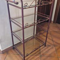 Etagere in ferro battuto con ripiani in vetro