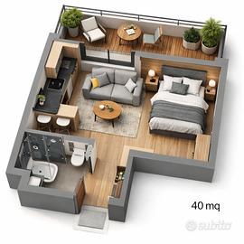 Monolocale CON BALCONE E SPESE COND.COMPRESE