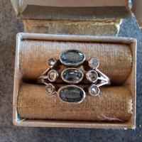 Anello Art Decò oro, acquamarine e brillanti