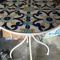 Tavolino in mosaico “Sorrento” + 2 sedie pieghevol