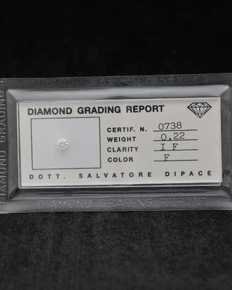 DIAMANTE NATURALE TAGLIO BRILLANTE 0.22 CT IF F