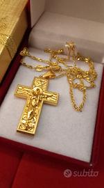 Collana unisex placcata ORO18k G F. con crocifisso