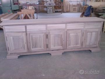 credenza in noce massello 5 ante 5 cassetti