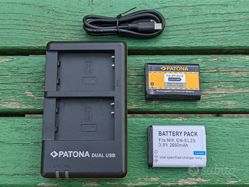 Caricabatterie Patona + 2 batterie per Nikon P900