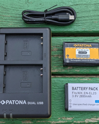 Caricabatterie Patona + 2 batterie per Nikon P900