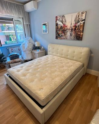 Letto Matrimoniale "Stone" in ecopelle bianca