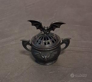 Bruciatore porta incenso pipistrello  metallo nero