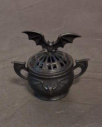 Bruciatore porta incenso pipistrello  metallo nero