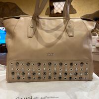 Borsa Gaudì Shopper Taupe con Cristalli e Borchie