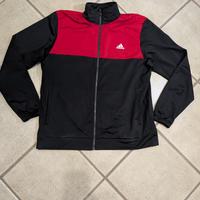 Felpa Adidas nera e rossa con zip sportiva