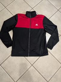 Felpa Adidas nera e rossa con zip sportiva