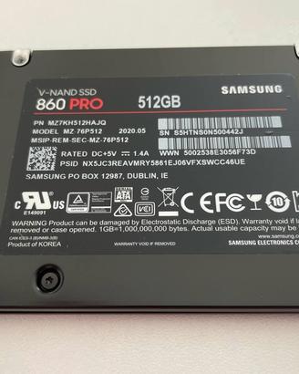 SSD Samsung Pro 860 V Nand 512GB – Perfetto stato