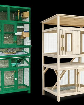2 voliere artigianali in legno complete