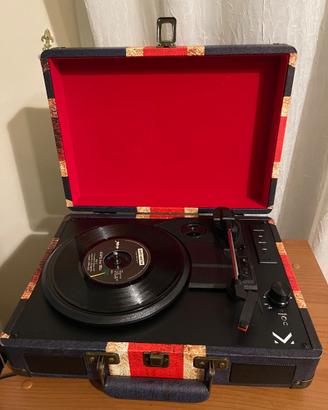 Giradischi vintage a valigetta stile Union Jack