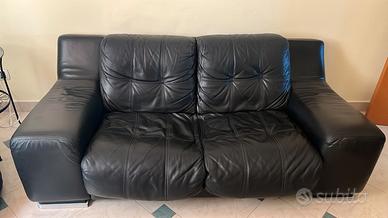 Ritiro Flash: Set Divano+Poltrona VERA PELLE Nera
