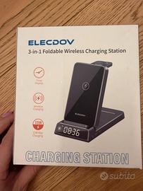 Elecdov base ricarica wireless 3 in 1 con sveglia