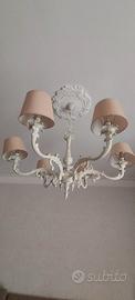 lampadario di ottone stile shabby