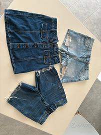 2 pantaloncini corti jeans-1 gonna jeans