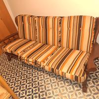 Divano rustico in legno con 2 poltrone e tavolino