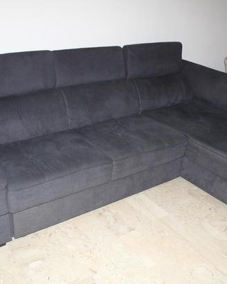 Divano con penisola 277 cm – blu notte scuro