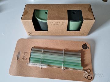 [Nuovo] Set due tazze + cannucce