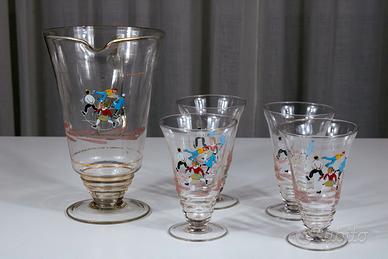 Raro set da cocktail anni '50, finemente decorato