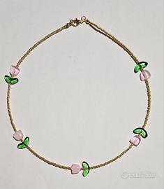 collana tulipani rosa