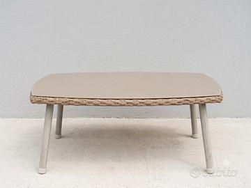 Tavolino Rattan e Vetro - Perfetto per Esterno