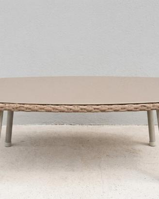 Tavolino Rattan e Vetro - Perfetto per Esterno