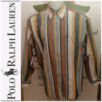 RALPH LAUREN CAMICIA righe VINTAGE in LINO