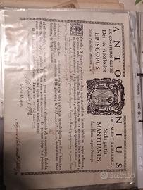 certificato autentica reliquia 1755