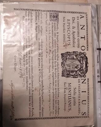 certificato autentica reliquia 1755