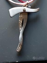 Breil collana pendente croce in acciaio e swaroski