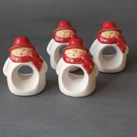 4 pz portatovaglioli babbo Natale pupazzo di neve 