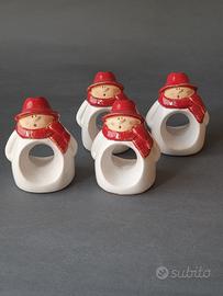4 pz portatovaglioli babbo Natale pupazzo di neve 