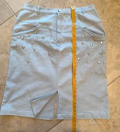 Gonna jeans con strass e perline 'Gigl ccioro