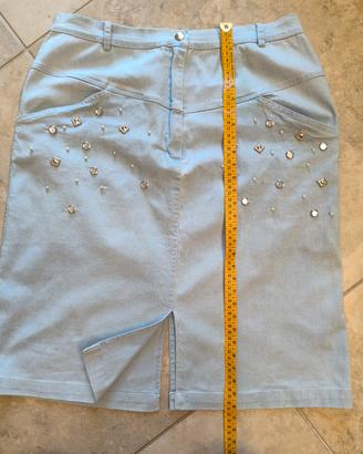 Gonna jeans con strass e perline 'Gigl ccioro